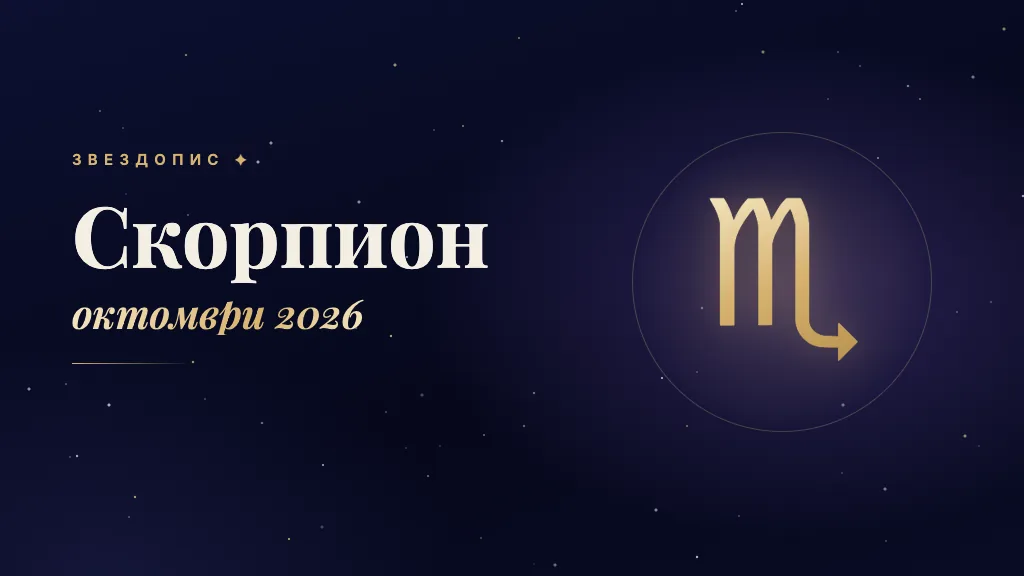 Знакът Скорпион в златно на тъмносин фон