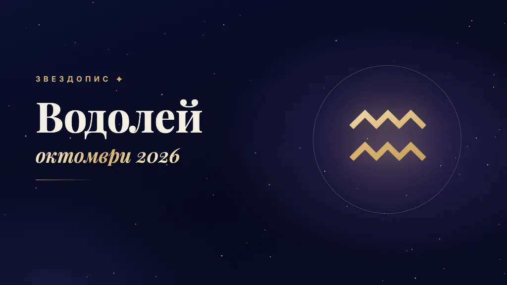 Знакът Водолей в златно на тъмносин фон