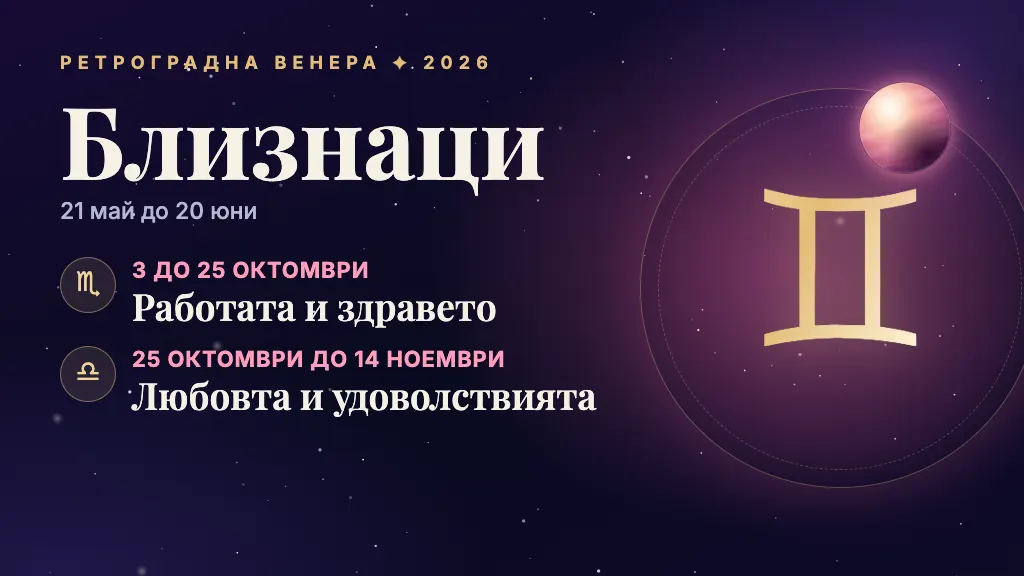 Знакът Близнаци и през кои сфери минава ретроградната Венера