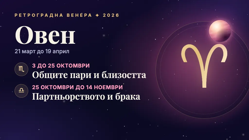 Знакът Овен и през кои сфери минава ретроградната Венера